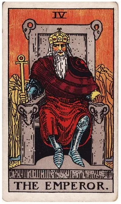 IV. The Emperor — Aries. Rider–Waite deck, 1909